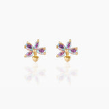 Lost Lady New Ins Inlaid Colorful Zircon Earrings Cute Gold-plated Zircon Stud Earrings For Women Girls Fashion Piercing Jewelry daiiibabyyy