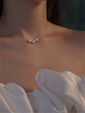 2022 New Simple Elegant Imitation Pearl Pendant Gold Choker Necklace For Woman Korean Fashion Jewelry Lady's Sexy Clavicle Chain daiiibabyyy