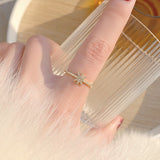 Ins Hot Sale Romantic Double Layers Shine CZ Women Ring Adjustable Cubic AAA Zircon Blue Crystal Finger Rings Wedding Jewelry daiiibabyyy