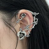 Daiiibabyyy Punk Gothic Rose Flower Ear Cuff Earrings For Women Personality New Jewelry Vintage Earings Wholesale