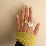 Vintage Exaggerate Geometric Seashell Statement Rings For Women Bohemia Classic Fashion Open Adjustable Forefinger Ring Jewelry daiiibabyyy