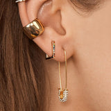 New Arrival Fashion Geometric Pin Crystal Charm Drop Earrings For Women Europe and America Punk Jewelry Trendy Statement Earring daiiibabyyy