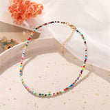 17KM Y2K Style Flower Beaded Necklace for Women Bohemian Colorful Short Beaded Pearl Choker Necklace Female Jewelry daiiibabyyy