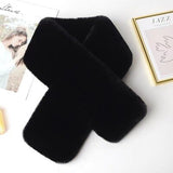 Winter Scarves Woman Warm Imitating Rex Rabbit Fur Cross Scarf Soft Waxy Thick Solid Color Fur Collar шарф женский зимний daiiibabyyy