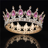 Daiiibabyyy Gold Purple Queen King Bridal Crown For Women Headdress Prom Pageant Wedding Tiaras and Crowns Hair Jewelry Accessories