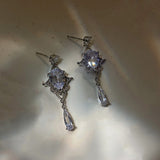 MENGJIQIAO Korean Baroque Shiny Waterdrop Crystal Drop Earrings For Women Girls Fashion Silver Color Pendientes Party Jewelry daiiibabyyy