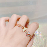 Fashion Delicate Zircon Crystal Shell Flower Heart Rings For Women Fashion Adjustable Rings Sweet Moon  Micro Pave Party Gifts daiiibabyyy