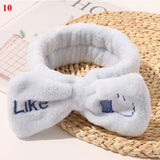 New Women Hair Accessories Fashion Letter Coral Fleece Wash Face Bow Hairbands For Women Girls Elastic Soft Turban Headbands daiiibabyyy