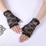 New Fingerless Women Sexy Lace Gloves Ladies Half Finger Fishnet Gloves Mesh Mitten Sun Protection Driving Black Guantes daiiibabyyy