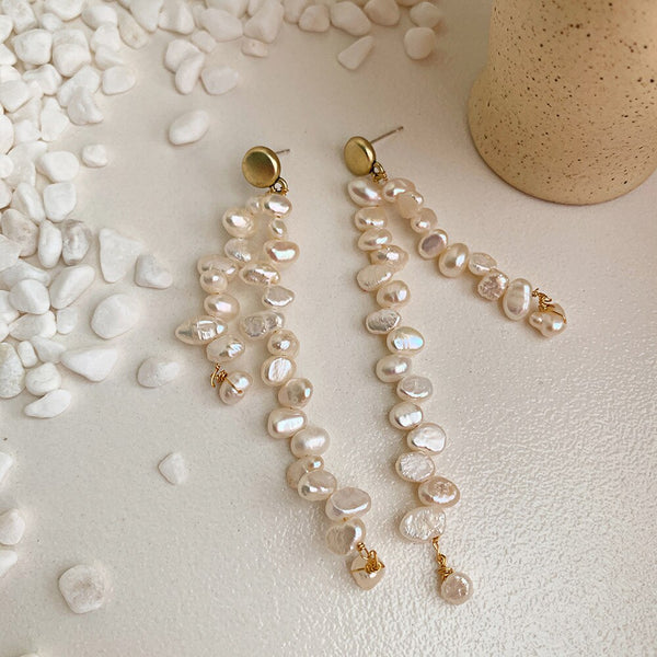korea cocoa jewelry fresh water pearl short long kalung silver color