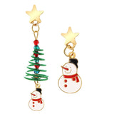 2022 New Christmas Earrings Crystal Snowman Creative Christmas Tree Drop Earrings For Women Girl Party Accessories Jewelry Gifts daiiibabyyy