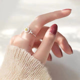 2021 Trendy Korean Style Flower Rings for Women Punk Vintage Plum Blossom Ring Small Daisy Flower Rings Party Couple R daiiibabyyy