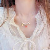 Minimalist Peach Necklace Exquisite Natural Pearl Necklace Metal For Women Fine Glamor Gift Temperament Accessories Romantic daiiibabyyy