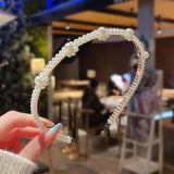 New Simple Full Pearls Women Hairbands Sweet Headband Hair Hoops Holder Ornament Head Band Lady Elegant Fashion Hair Accessories daiiibabyyy