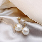 2022 fashion pearl asymmetric Star Moon design Dangle Earrings contracted exquisite crystal Water Drop style Women earrings new daiiibabyyy