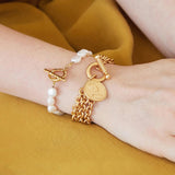 AENSOA Fashion Gold Color King Head Coin Pendant Multilayer Metal Chain Bracelets Set for Women Charm Wedding Party Jewelry Gift daiiibabyyy