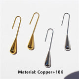 New Minimalist 18K Gold Copper Metal Water Drop Geometric Drop Earrings For Women Lady Party Dangle Jewelry Trendy HUANZHI 2022 daiiibabyyy