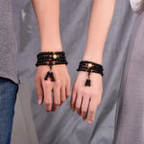 Daiiibabyyy 1PCS Vintage Sleep Aid Magnetic Therapy Obsidian Bracelet for Couple Lovers Stone & Beads Bracelets