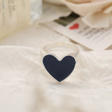 Romantic Simple Red Black Heart-shaped Metal Ring Fashion Cute Wedding Gold Color Ring For Women Punk Party Jewelry Gift daiiibabyyy