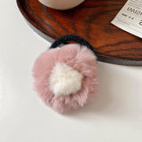 Plush Flower Hair Rope For Women Simple Daily Versatile Fashion Hair Accessories Two-color Hair Rope Elastic Hair Tie Gentle daiiibabyyy