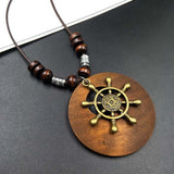 Vintage Fashion Winter Long Sweater Chain Necklace Handmade Wooden Round Pendant Necklace Famale Bijoux Collier Jewelry Gifts daiiibabyyy
