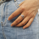 Lost Lady Retro Silver Black Skull Skelton Heart Rings Trendy Hiphop Punk Antique Finger Rings for Women Party Jewelry Gift daiiibabyyy