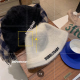 Women's Fashion Hats 2022 Female Autumn and Winter Japanese Fashion Warm Plush Bucket Hat New Rabbit Fur Fisherman Hat daiiibabyyy