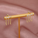 New Earrings for Women S925 Silver Needle Hot Sale Hole Piercing Brilliant Crystal Zircon Gold Chain Earring Jewelry Wholesale daiiibabyyy