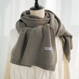 Women Scarf Pashmina Winter Soft Lady Female Shawls Wraps Solid Color Female Knitted Wool Long Scarf Thicken Keep Warm daiiibabyyy