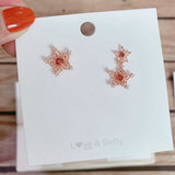 New Fashion Rhinestone Rose Gold color Stars Earrings Asymmetrical Red Zircon Star Drop Cute Earrings Fine Jewelry For Women daiiibabyyy