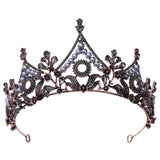 Daiiibabyyy Baroque Bronze Geometric Purple Black Crystal Pearl Bridal Tiara Crown Rhinestone Diadem Wedding Hair Accessories Tiara De Noiva