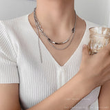 New Personality Cross Square Metal Multilayer Hip Hop Long Chain Cool Simple Necklace for Women Men Jewelry Gifts Jewelry daiiibabyyy