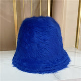 Winter Women's Solid Color Casual Face Small Bucket Hat Autumn and Winter Plush Warm Rabbit Fur Fisherman Fashionable Bonnet daiiibabyyy