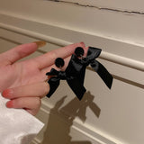 Fashion Fine Black Ribbon Bow-knot Big Dangle Earrings Femme Party Jewelry Accessory Korean Charm Drop Earring For Women brincos daiiibabyyy