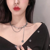 Double Layered Chain Choker Necklace for Women Punk Tassel Pendant On The Neck Fishbone Necklace New Year Gifts Jewelry daiiibabyyy