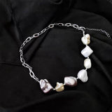 Large Baroque Irregular Pearl Statement Necklace For Women Elegant Colorful Pearl Popular Jewelry Clavicle Chain Ins Choker daiiibabyyy