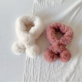 1Pcs Lovely Thicken Plush Scarf Soft Children's Neck Warmers Solid Color Faux Rabbit Fur Kids Fashion Scarf  Winter Outdoor daiiibabyyy