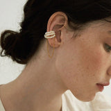 HUANZHI 2022 Pearl Ear Cuff Earring Magnetic buckle Geometric Metal Bone Clip Without Pierced Ears for Women Girls Jewelry daiiibabyyy