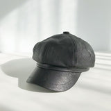 Avocado green Winter Octagonal Cap Women Beret Hats For Girls Newsboy Hats Female British style PU Leather Berets Hat for Street daiiibabyyy