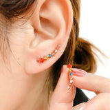 Daiiibabyyy Long Dipper Ear Hook Clip Climbing Earring for Women Shiny Zirconia Rose Gold Color Ear Cuff Earing Gift Fashion Jewelry E527