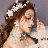 Korean Wedding Hair Accessories Head Bands for Women Bridal Headwear Hair Jewelry Bride Tiaras and Crowns Set Flower Crown Gold daiiibabyyy