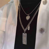 New Trendy Metal Ball Coin Cross Pendant Multi-layer Punk Design Long Chain Necklace For Women Men Jewelry Gifts daiiibabyyy