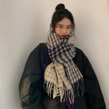 Men and Women Winter Fashion Thick Warm Shawl Scarf Winter Women Bird Pattern Plaid Cashmere Scarf  Luxury Winter Women Scarves daiiibabyyy