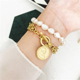AENSOA Fashion Gold Color King Head Coin Pendant Multilayer Metal Chain Bracelets Set for Women Charm Wedding Party Jewelry Gift daiiibabyyy