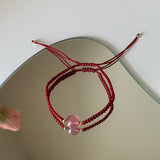 Daiiibabyyy Korean Fashion Strawberry Crystal Bracelet For Women Handwoven Red Bracelets For Girls Stone Jewelry  Friendship Couple Gift