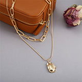 Punk Multilayered Gold Chunky Chain Choker Necklace For Women Fashion Irregular Round Pendant Necklace 2022 Trend Jewelry daiiibabyyy
