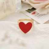 Romantic Simple Red Black Heart-shaped Metal Ring Fashion Cute Wedding Gold Color Ring For Women Punk Party Jewelry Gift daiiibabyyy