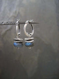 New Trendy Silver Color Women Hoop Earrings Metal Inlaid Blue Stone Dangle Earrings for Women Engagement Party Fashion Jewelry daiiibabyyy