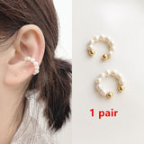 HUANZHI 2022 Pearl Ear Cuff Earring Magnetic buckle Geometric Metal Bone Clip Without Pierced Ears for Women Girls Jewelry daiiibabyyy