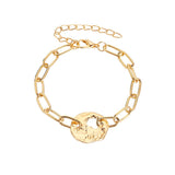 2022 Korean Fashion Gold Bracelets for Women Boho Jewelry Geometric Portrait Pin Simple Thick Chain Hand Chain Charm Bracelet daiiibabyyy